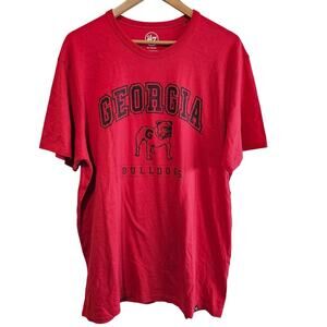 47Brand Georgia Bulldogs T-Shirt Mens XL Red Spellout Mascot College Football